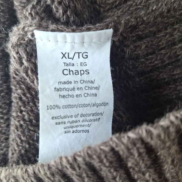 Chaps Men's Brown 100% Cotton Knit pullover with button placket, Size XL - Picture 4 of 7